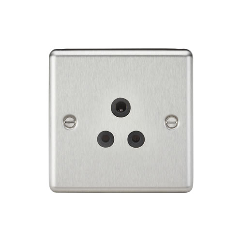 Knightsbridge Brushed Chrome 5A Unswitched Round Socket CL5ABC