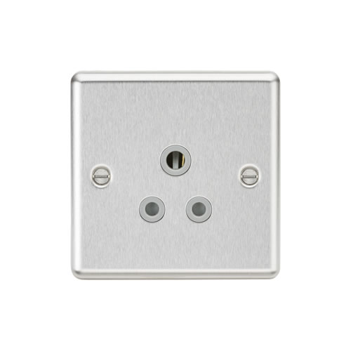 Knightsbridge Brushed Chrome 5A Unswitched Round Socket CL5ABCG