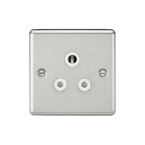 Knightsbridge Brushed Chrome 5A Unswitched Round Socket CL5ABCW