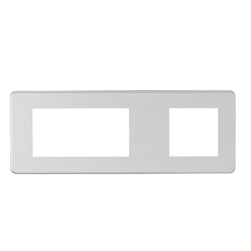 Knightsbridge Screwless Flat Plate Brushed Chrome 6 Gang Modular Face Plate (2G + 4G) SF6GBC