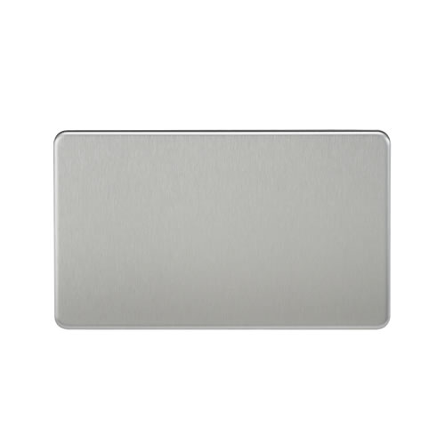 Knightsbridge Screwless Flat Plate Brushed Chrome Double Blank Plate SF8360BC