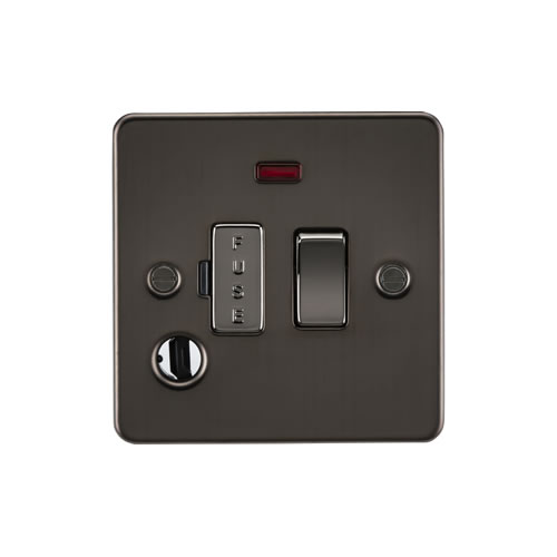 Knightsbridge Gunmetal 13A Switched Fused Spur with Neon & Flex Outlet FP6300FGM