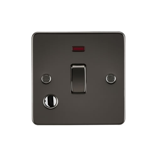 Knightsbridge Gunmetal 20A 1 Gang Double Pole Switch with Neon & Flex Outlet FP8341FGM