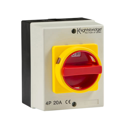 Knightsbridge IP65 20A Rotary Isolator 4P AC (230V-415V) IN0025