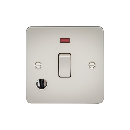 Knightsbridge Pearl 20A 1 Gang Double Pole Switch with Neon & Flex Outlet FP8341FPL