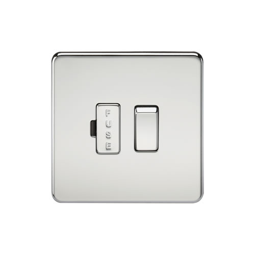 Knightsbridge Screwless Flat Plate Polished Chrome 13A Switched Fused Spur SF6300PC