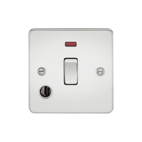 Knightsbridge Polished Chrome 20A 1 Gang Double Pole Switch with Neon & Flex Outlet FP8341FPC