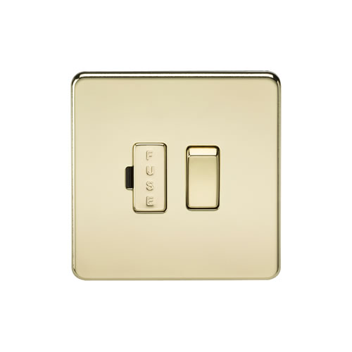 Knightsbridge Screwless Flat Plate Polished Brass 13A Switched Fused Spur SF6300PB