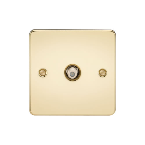 Knightsbridge Polished Brass 1 Gang Non-Isolated SAT TV Outlet FP0150PB