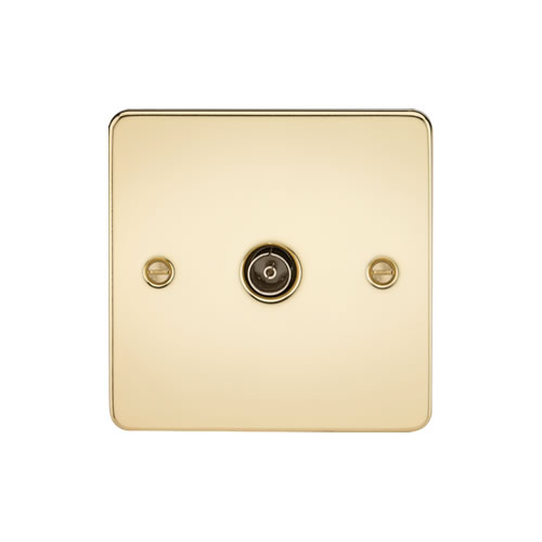 Knightsbridge Polished Brass 1 Gang Non-Isolated TV Outlet FP0100PB