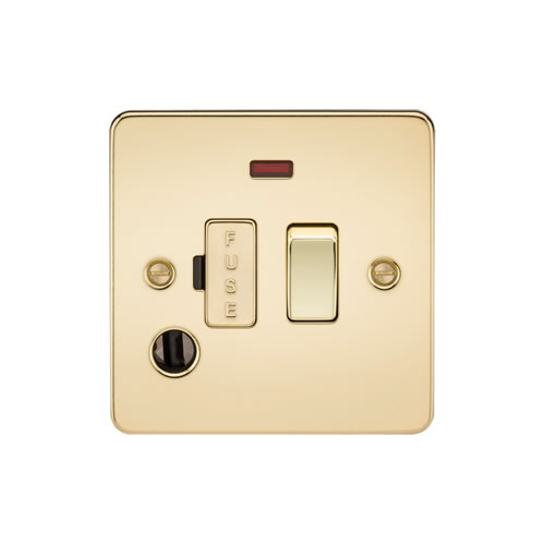 Knightsbridge Polished Brass 13A Switched Fused Spur with Neon & Flex Outlet FP6300FPB
