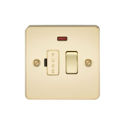 Knightsbridge Polished Brass 13A Switched Fused Spur with Neon FP6300NPB