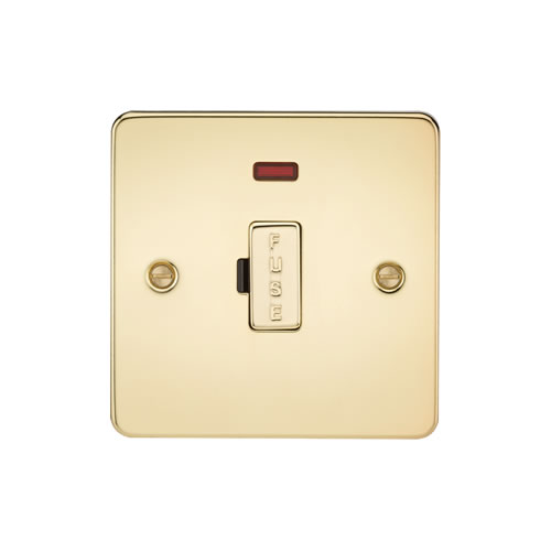 Knightsbridge Polished Brass 13A Unswitched Fused Spur with Neon FP6000NPB