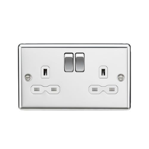 Knightsbridge Polished Chrome 13A Double Switched Socket CL9PCW
