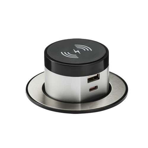 Knightsbridge Pop-Up Wireless Desktop Charger with FASTCHARGE USB SK0015