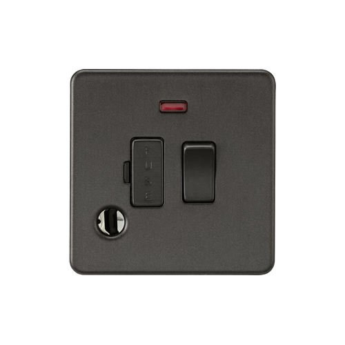 Knightsbridge Screwless Flat Plate Smoked Bronze 13A Switched Fused Spur with Neon & Flex Outlet SF6300FSB