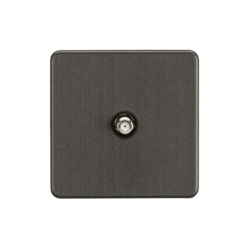 Knightsbridge Screwless Flat Plate Smoked Bronze 1 Gang Non-Isolated SAT TV Outlet SF0150SB