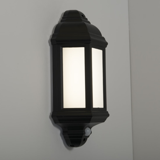 KSR Manta 10W LED Black Half Wall Lantern with PIR KSR1152BLK