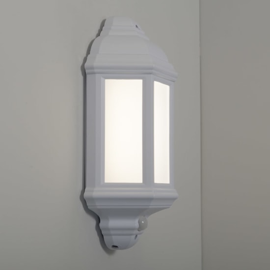 KSR Manta 10W LED White Half Wall Lantern with PIR KSR1152WHT