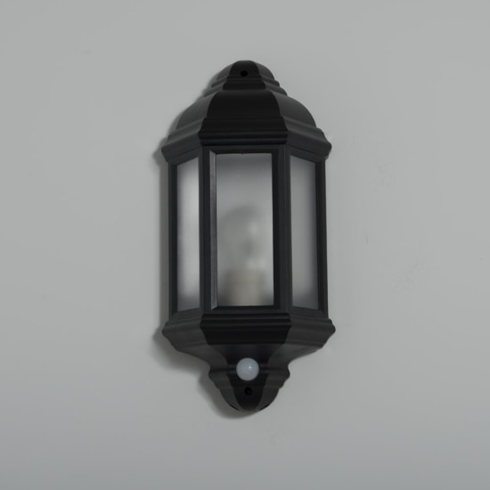 KSR Manta E27 Black Half Wall Lantern with PIR KSR1159