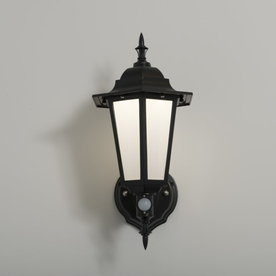 KSR Manta LED Black Upward Wall Lantern with PIR KSR1154BLK