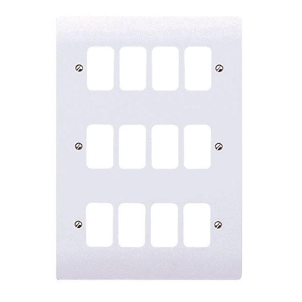 MK Grid Plus K3639WHI White Double Plate 12 Module Front Plate