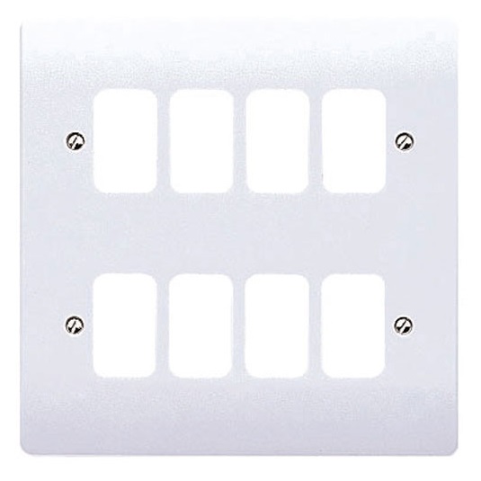 MK Grid Plus White Double Plate 8 Module Front Plate K3638WHI