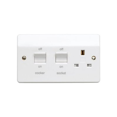 MK Logic Plus K5060WHI 45A Cooker Switch with 13A Socket