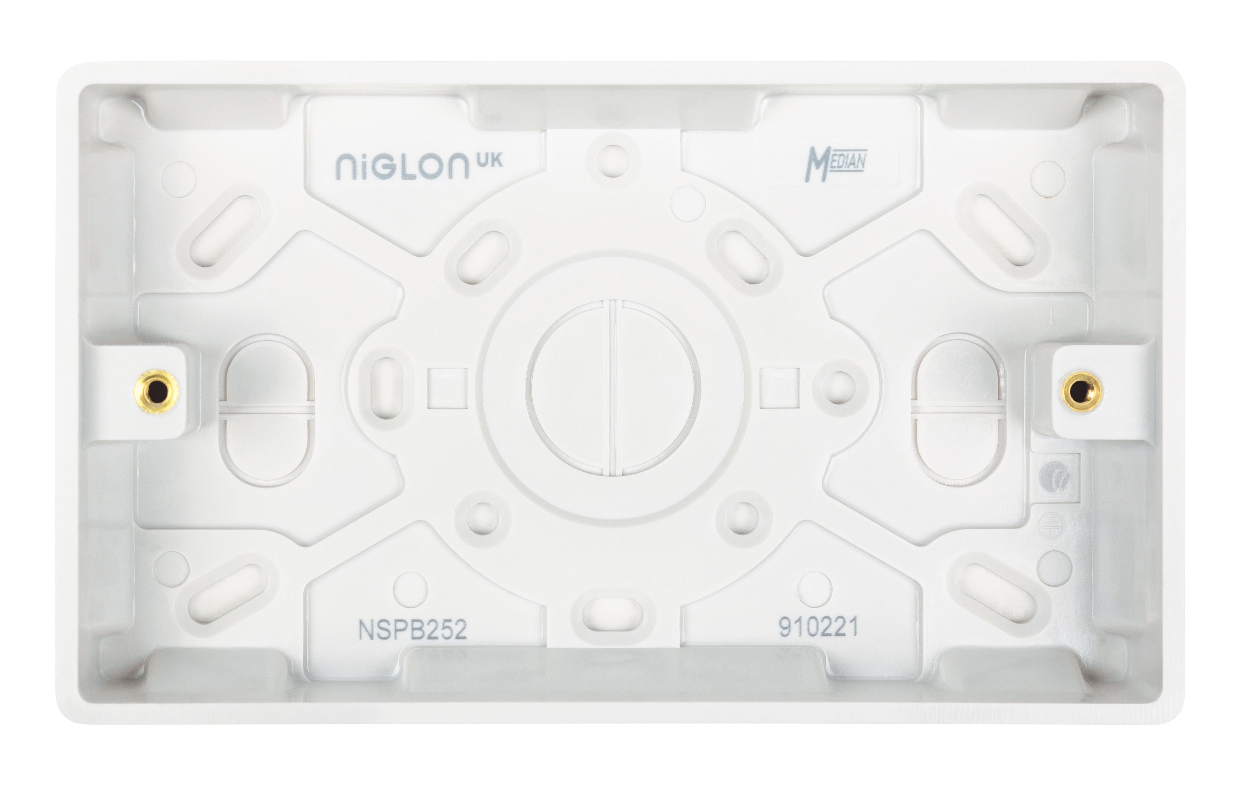 Niglon Median 2 Gang 25mm Deep Surface Pattress NSPB252
