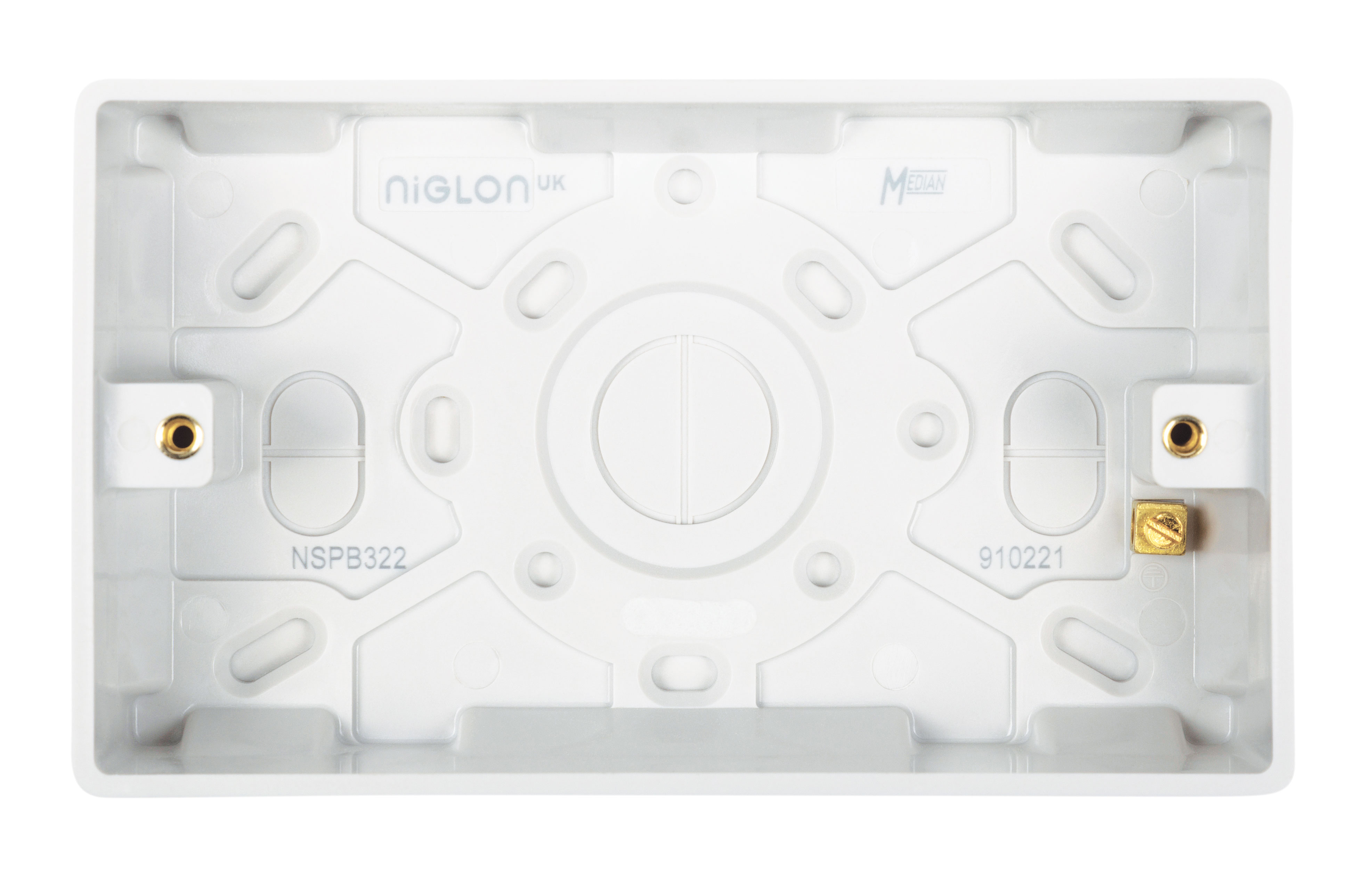 Niglon Median 2 Gang 32mm Deep Surface Pattress NSPB322
