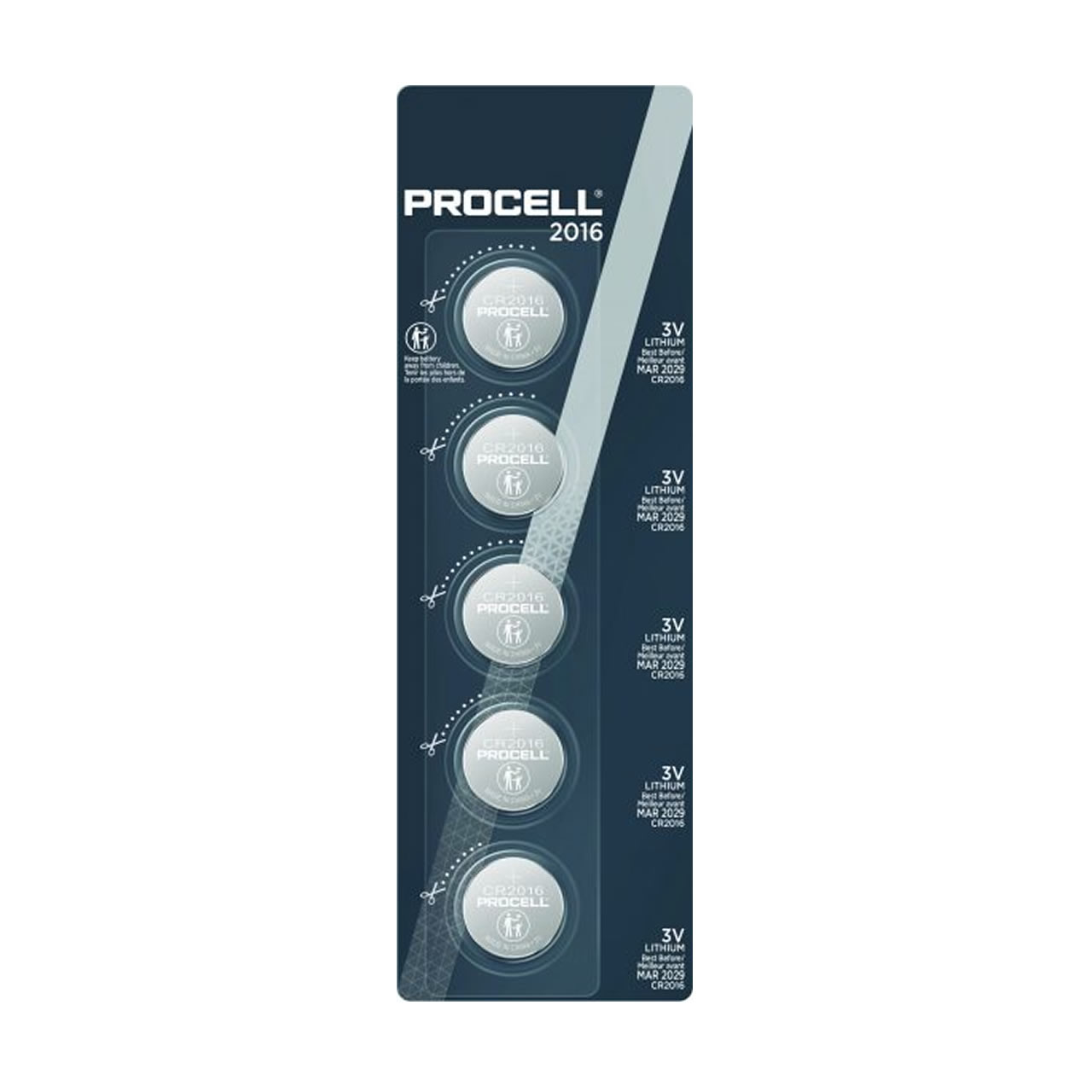 Procell Lithium Coin Cell Battery CR2016 (Pack of 5)