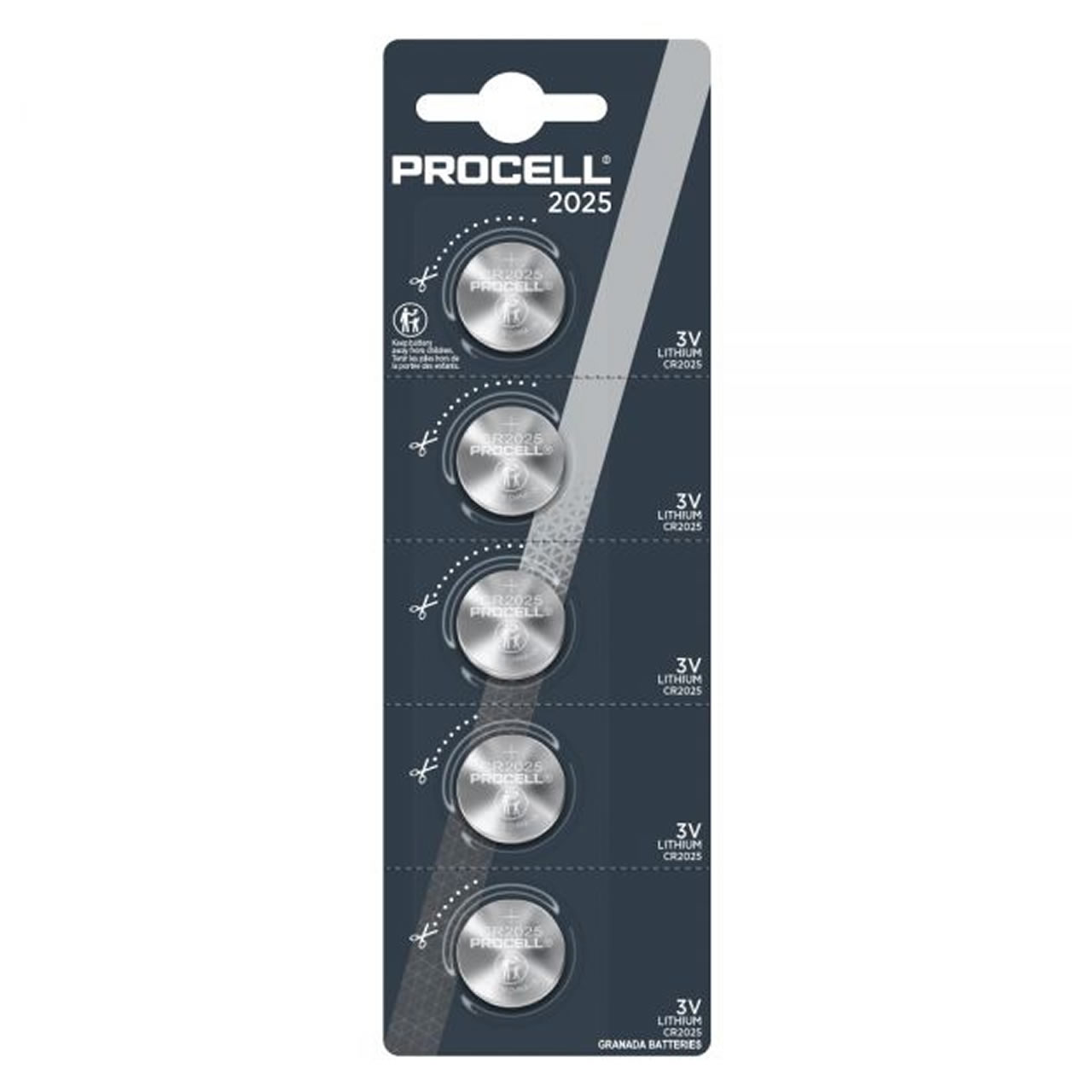 Procell Lithium Coin Cell Battery CR2025 (Pack of 5)