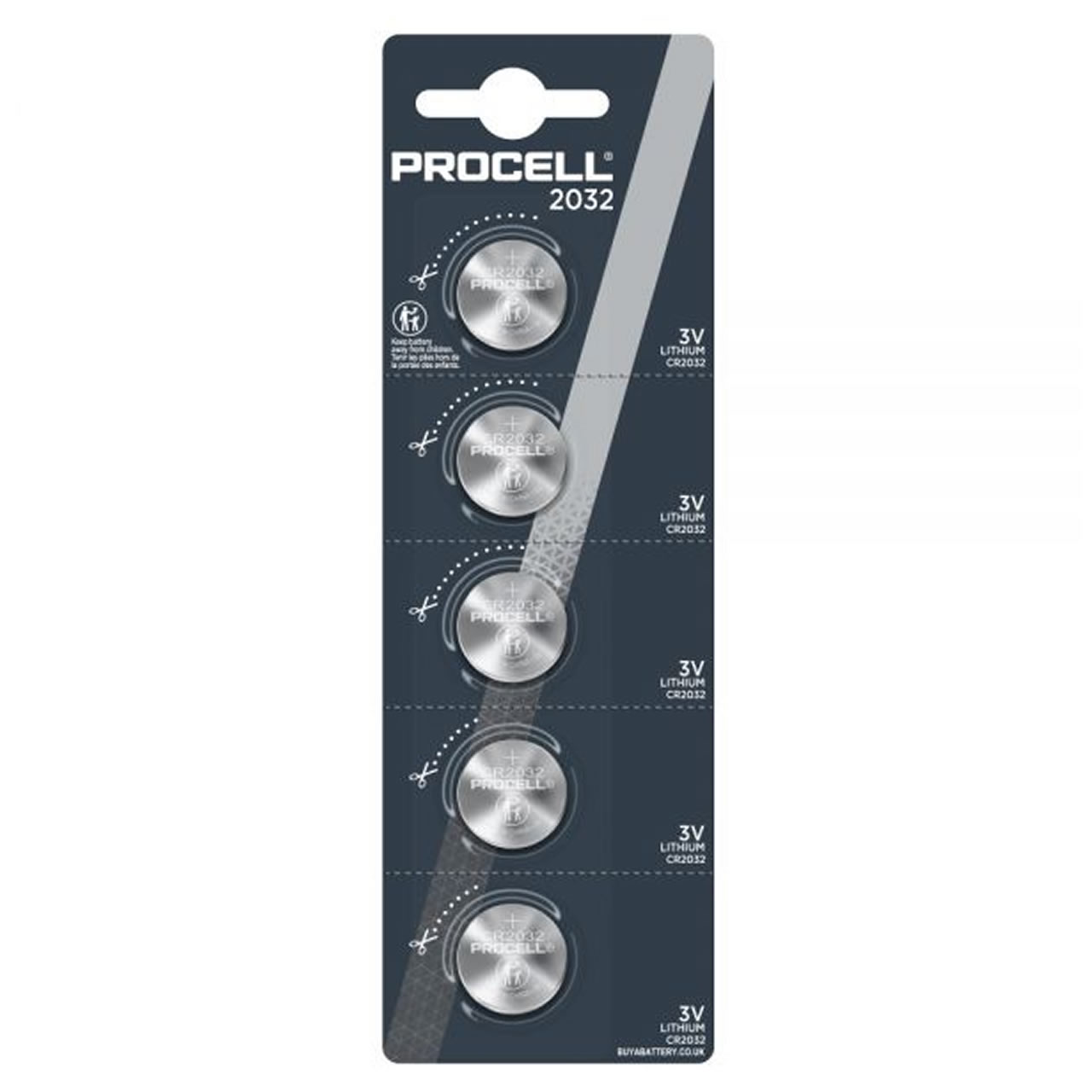 Procell Lithium Coin Cell Battery CR2032 (Pack of 5)