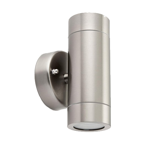 Saxby Palin Brushed Stainless Steel IP44 GU10 Up & Down Wall Light 13802