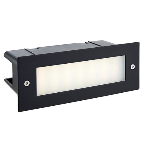 Saxby Seina Plain Black IP44 3.5W Cool White Brick Light 78638