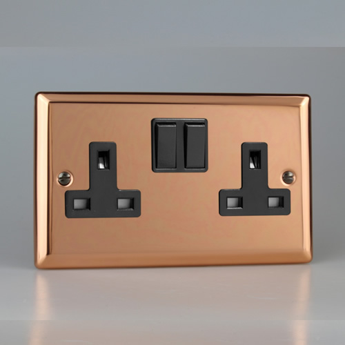 Varilight Urban Polished Copper 13A Double Switched Socket