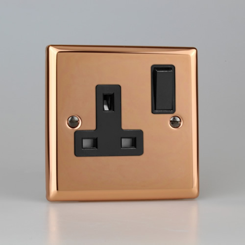 Varilight Urban Polished Copper 13A Single Switched Socket
